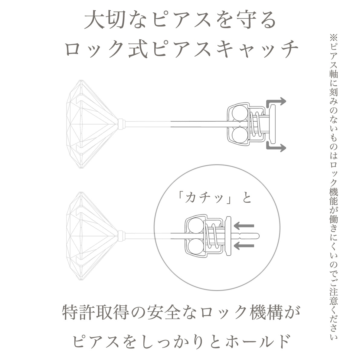 ロック式ピアスキャッチ（クリスメラキャッチ正規品）