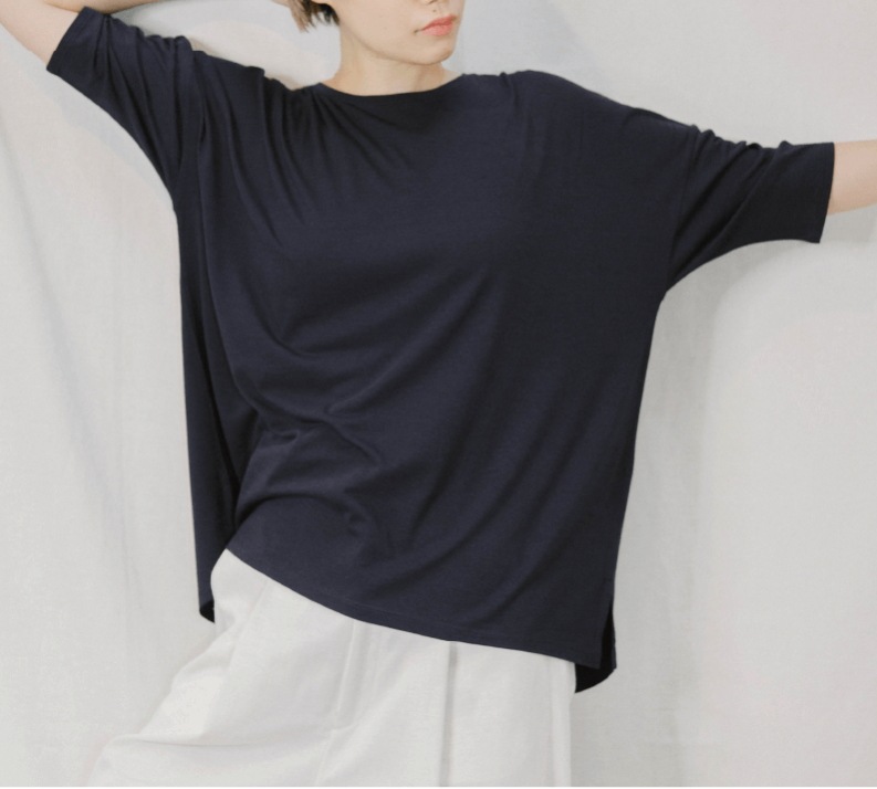 竹布 ドロップショルダー Ｔシャツ   ナファ生活研究所  メール便のみ