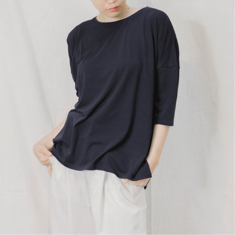 竹布 ドロップショルダー Ｔシャツ   ナファ生活研究所  メール便のみ