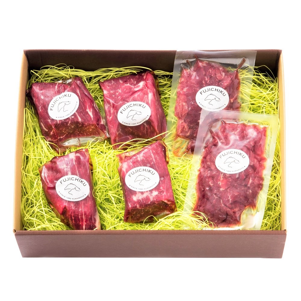 【産直品】ふじ馬刺し 赤身堪能セット（上赤身80g x 4、ユッケ 50g x 2）　熊本産 馬刺し　フジチク