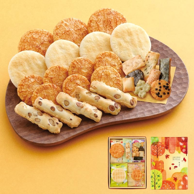 秋色万彩 箱 21袋入 | 秋色万彩 | おかき・おせんべい専門店 えくぼ屋