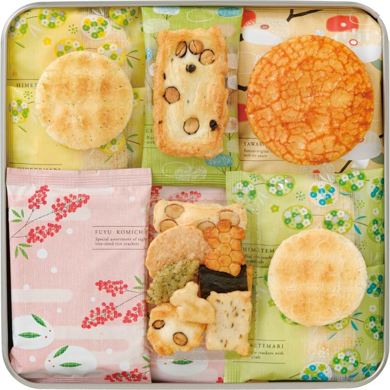 迎春 缶 21袋入 | 迎春 | おかき・おせんべい専門店 えくぼ屋