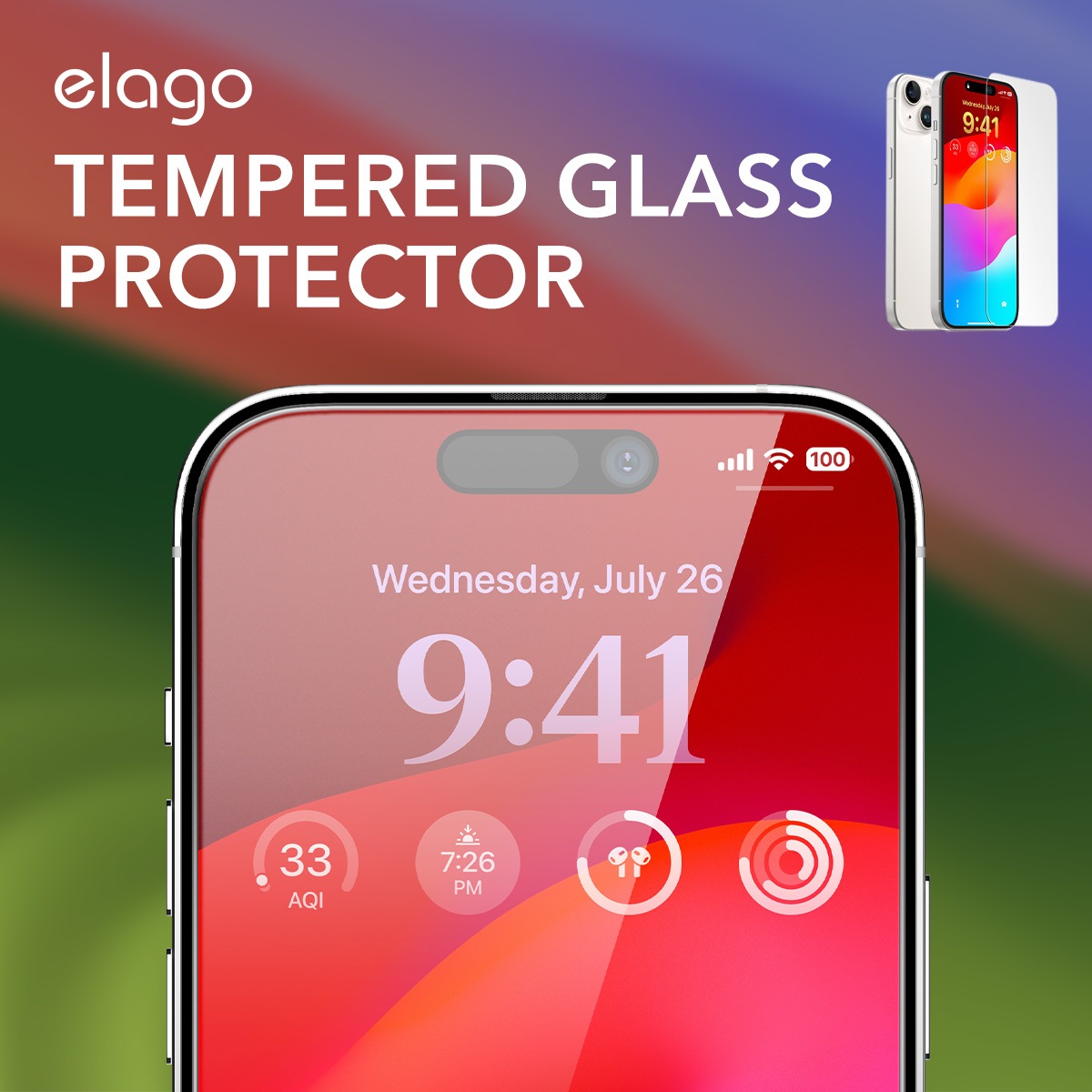 elago TEMPERED GLASS PROTECTOR for iPhone15 Plus