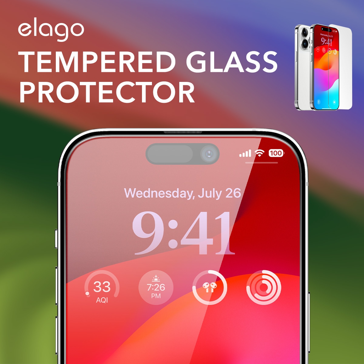 elago TEMPERED GLASS PROTECTOR for iPhone15 Pro