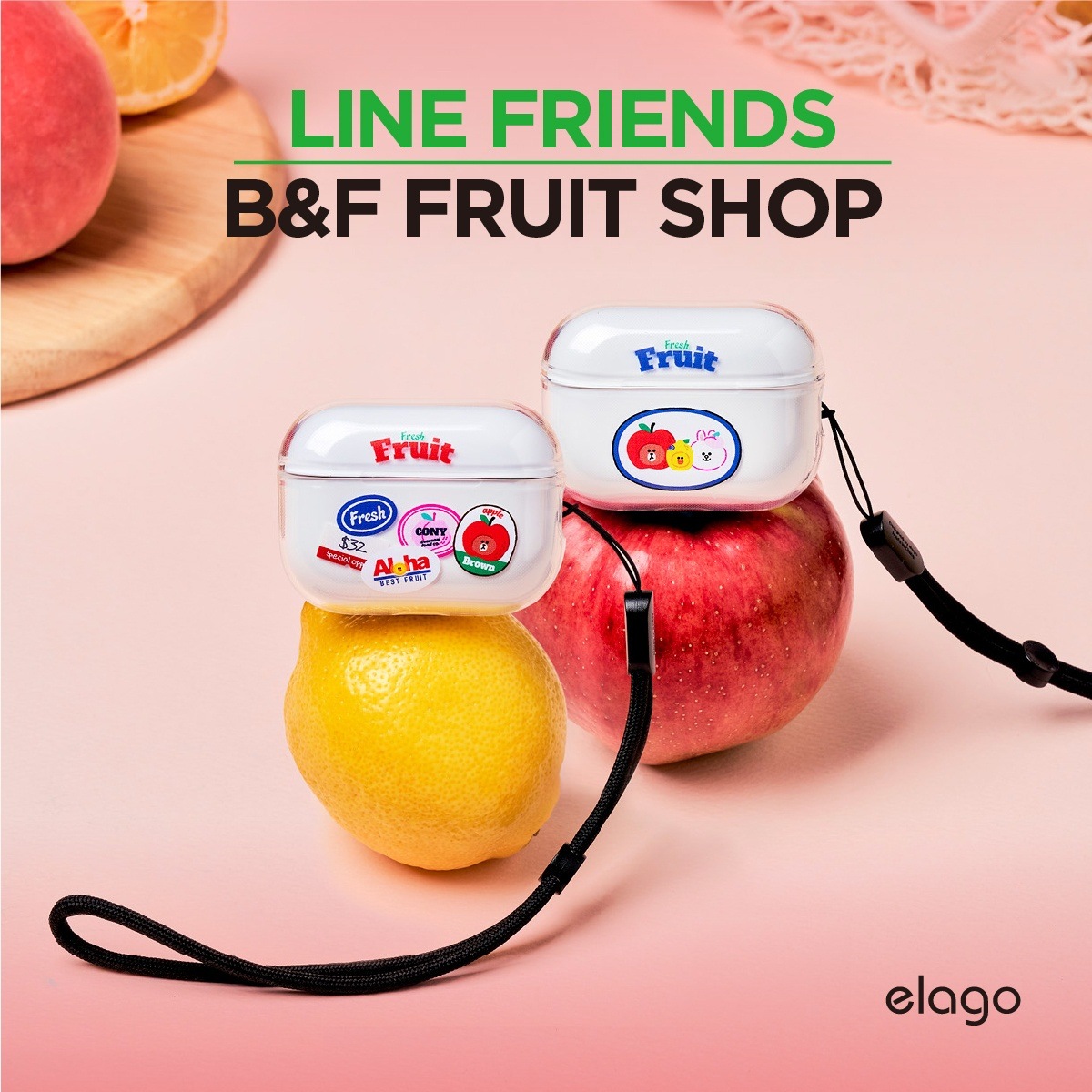 elago LINE FRIENDS B&F FRUIT SHOP (Portable) for AirPods Pro 2nd