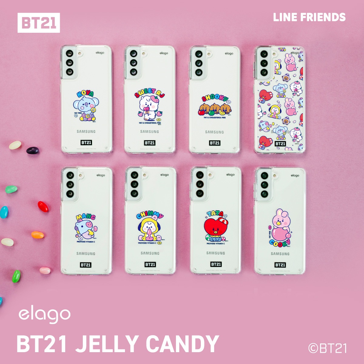 elago LINE FRIENDS BT21 JELLY CANDY (Phone) for Galaxy S21
