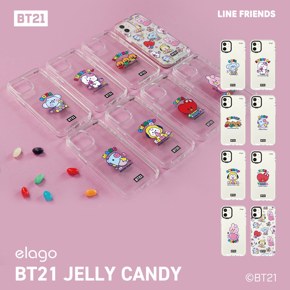 elago LINE FRIENDS BT21 JELLY CANDY (Phone) for iPhone11
