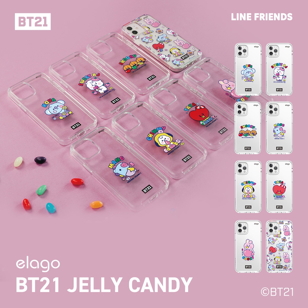 elago LINE FRIENDS BT21 JELLY CANDY (Phone) for iPhone12 Pro / iPhone12