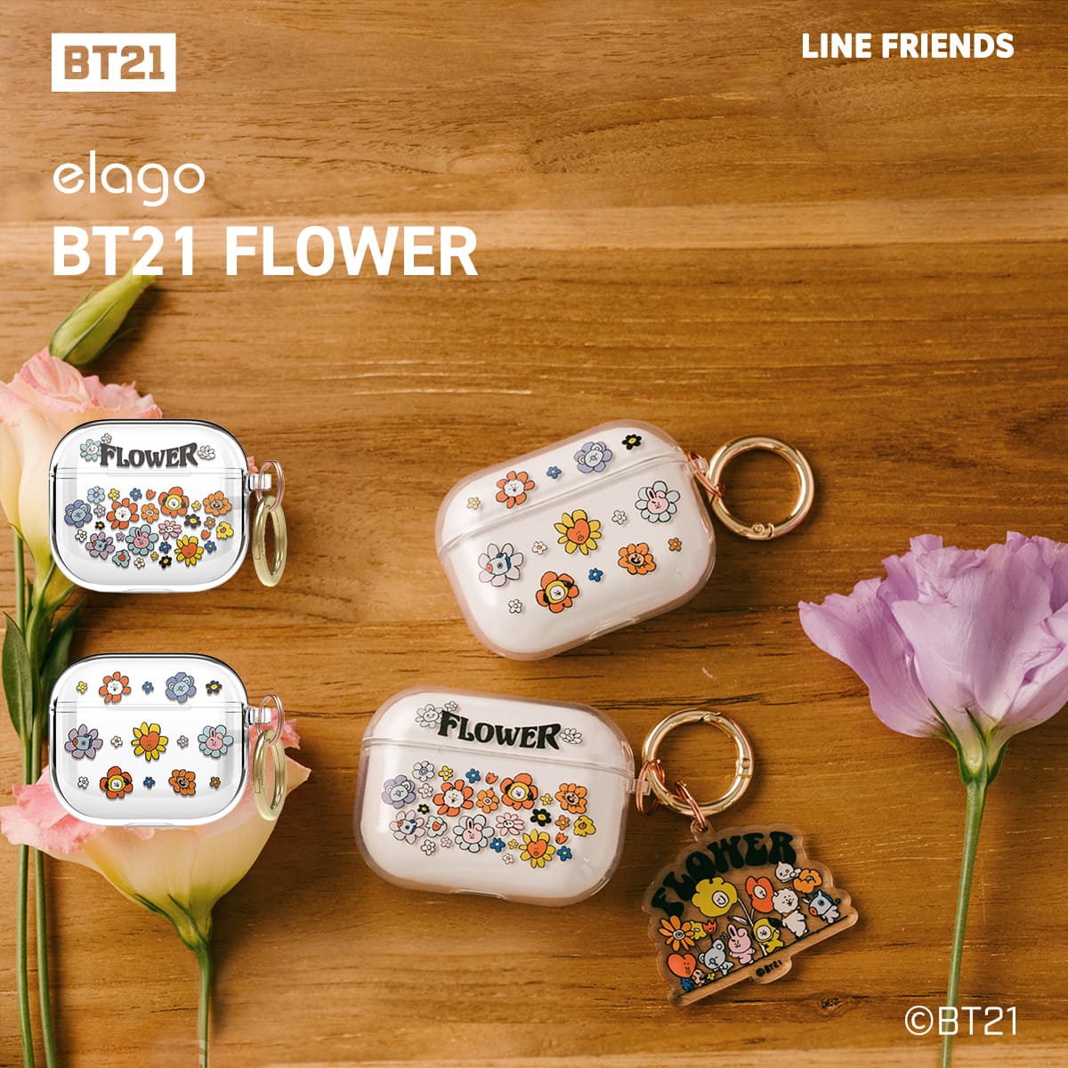 elago LINE FRIENDS BT21 FLOWER (Portable) for AirPods 3