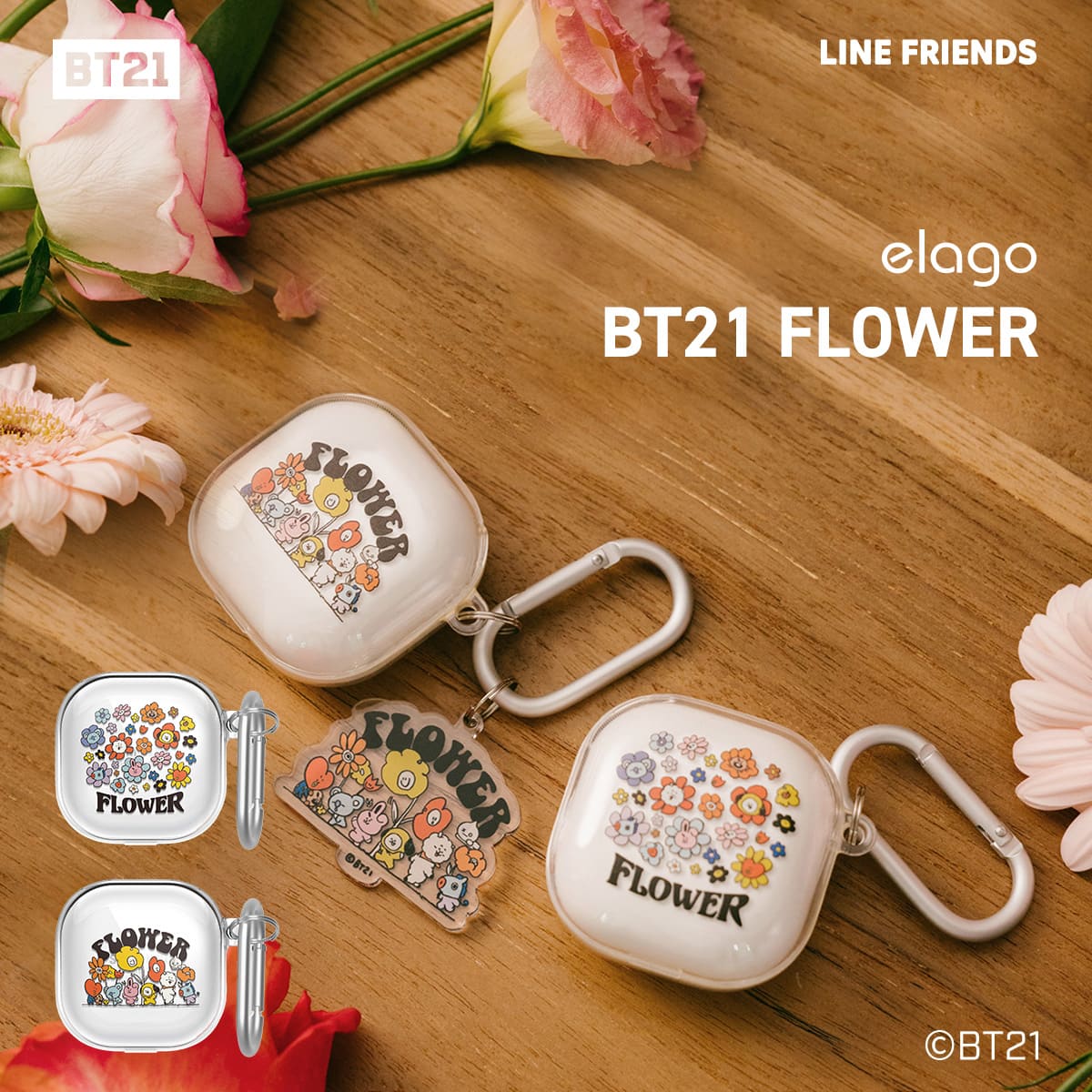 elago LINE FRIENDS BT21 FLOWER (Portable) for Galaxy Buds Live / Galaxy Buds Pro / Galaxy Buds2