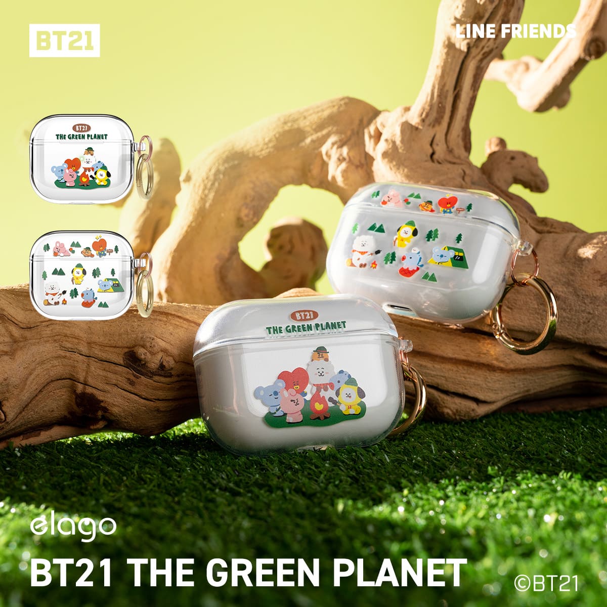 elago LINE FRIENDS BT21 THE GREEN PLANET (Portable) for AirPods 3