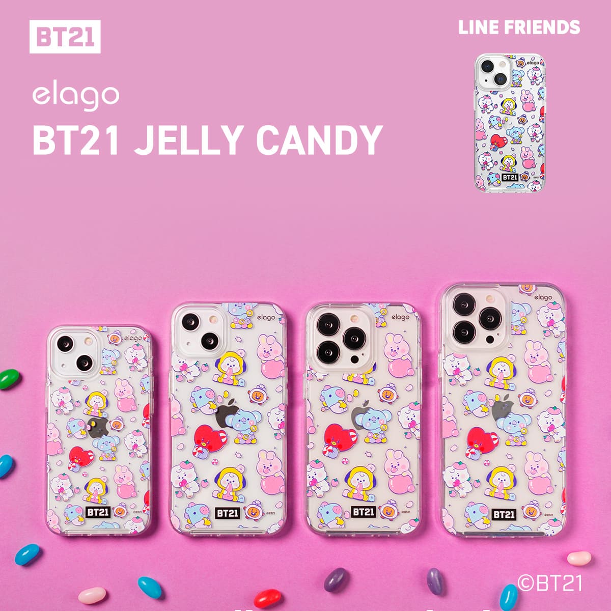 elago LINE FRIENDS BT21 JELLY CANDY (Phone) for iPhone13 Pro