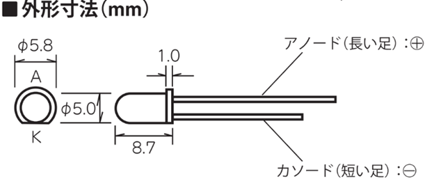 高輝度LED[電球色・5mm]（AP-L04）