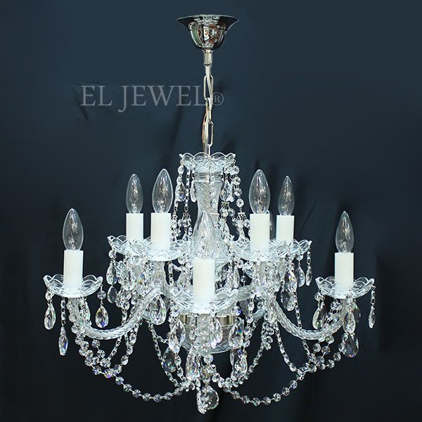 【ART GLASS】クリスタルシャンデリア「RADKA」10灯 クローム(W600×H450mm)