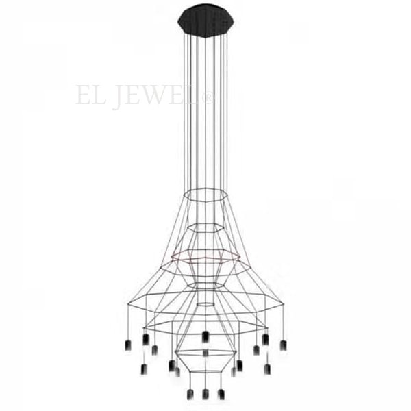 インダストリアル・スタイル照明　ブラックシャンデリア17灯（φ1000×H1400～2500mm）