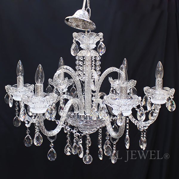 クリスタルシャンデリア 6灯 クローム(φ700×H550mm)