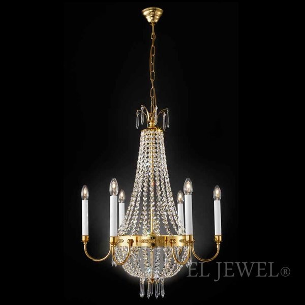 【ORION】アスフールクリスタルシャンデリア 6灯 ゴールド(φ620×H840mm)