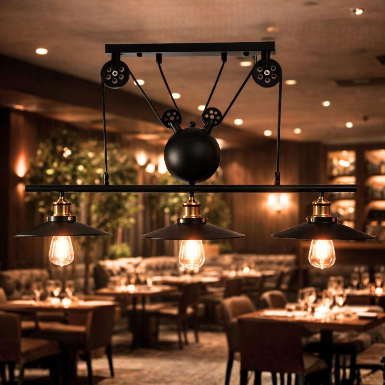 【1台在庫有！】インダストリアル・スタイル ペンダントライト3灯(L900×M260×H155mm)