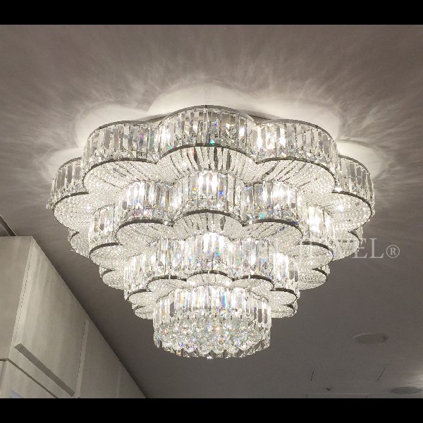 クリスタルシーリングシャンデリア 20灯 クローム(W800×H500mm)