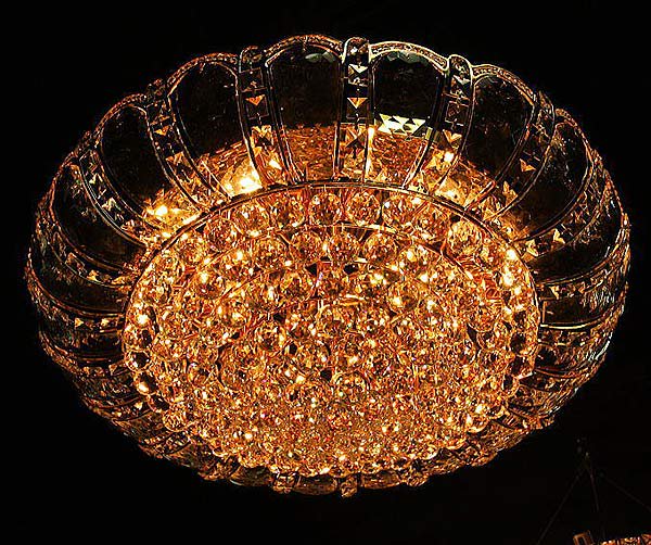 クリスタル製ゴールドシャンデリア クリスタルシーリングシャンデリア 19灯 ゴールド(W800×H250mm) | EL JEWEL