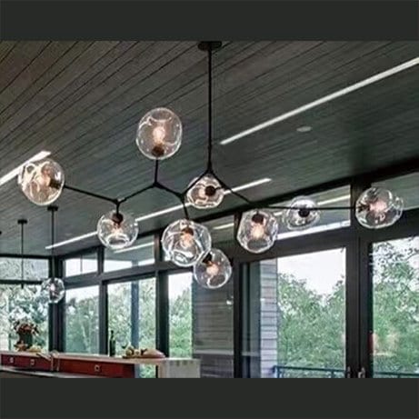 ガラスボールシェード・スプートニクデザイン照明9灯(W2100×H800mm)