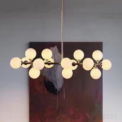 ガラスボールシェード・デザイン照明 ゴールド(W1250×H400mm)