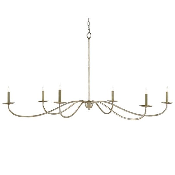 【CURREY】アメリカ・アイアンシャンデリア「SAXON CHANDELIER」 6灯 アンティークシルバー(W1600×H730mm)