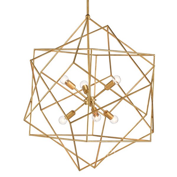 【CURREY】アメリカ・デザインシャンデリア「AERIAL CHANDELIER」 6灯 ゴールド(φ787×H863mm)