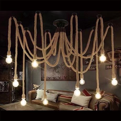 インダストリアル・スタイル照明　スパイダーライト　ロープ　10灯