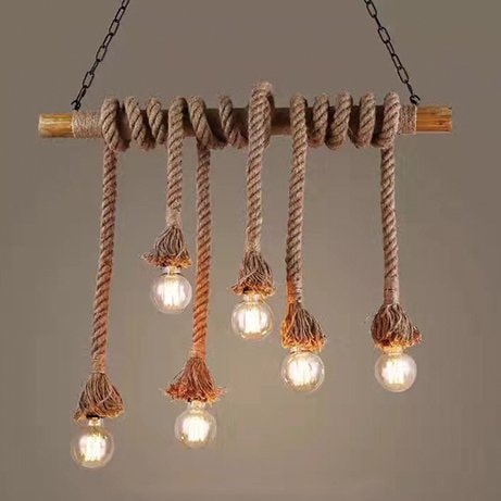 インダストリアル・スタイル照明　ロープ　6灯：W900*H700