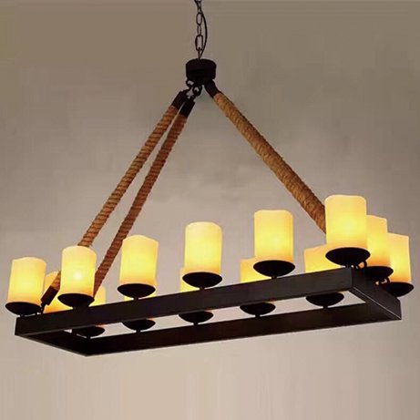 インダストリアル・スタイル照明　ロープ　ガラスシェード付　14灯