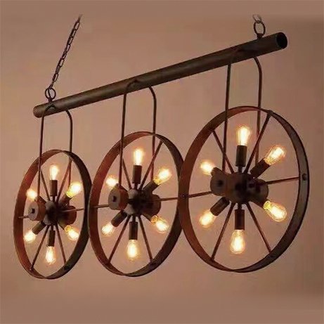インダストリアル・スタイル照明　ホイール型　18灯