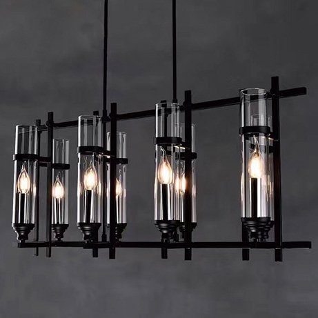 インダストリアル・スタイル照明　ガラスシェードシャンデリア　8灯