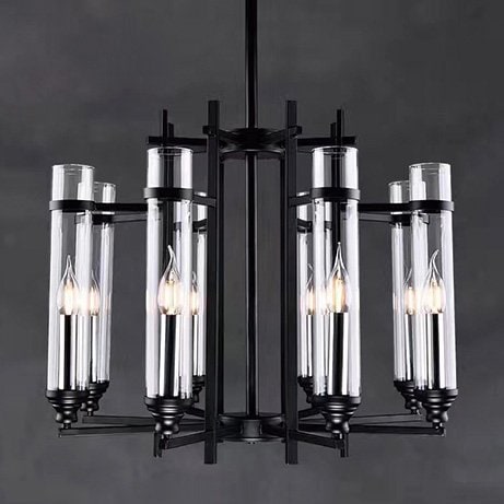 インダストリアル・スタイル照明　ガラスシェードシャンデリア　8灯：φ680*H600