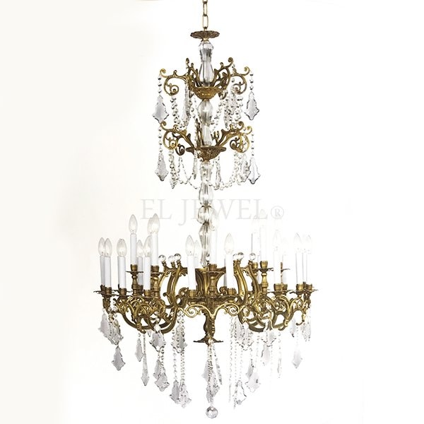 Tikanna】アンティーク調・クリスタルシャンデリア24灯(W900×H1500mm  