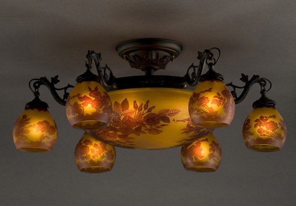 【入荷未定】【galle】-ガレ・コレクション- シーリングランプ10灯 ダークブロンズ「レッドローズ」