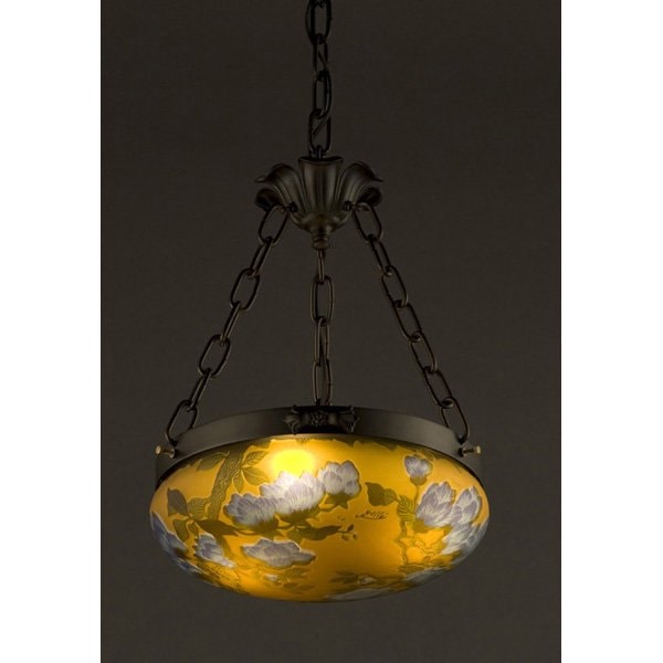 【入荷未定】【galle】-ガレ・コレクション- ペンダントランプ 3灯 ダークブロンズ「マグノリア」（Φ290×H390mm）