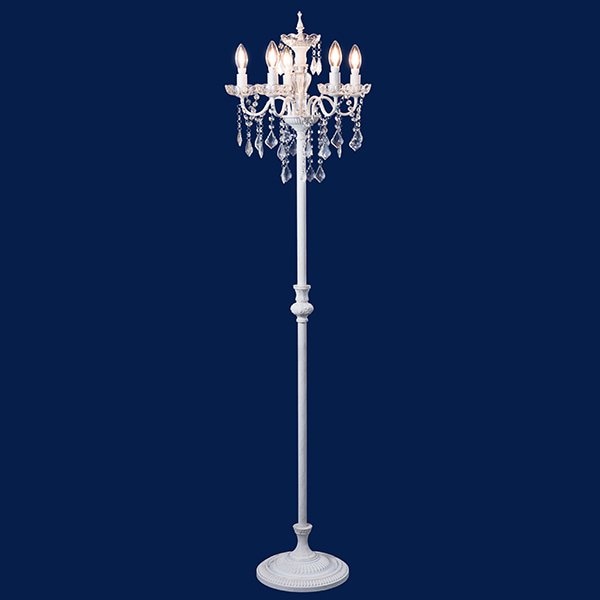 アンティーク調クリスタルフロアーライト5灯 ホワイトアンティーク(H1620×φ420mm)