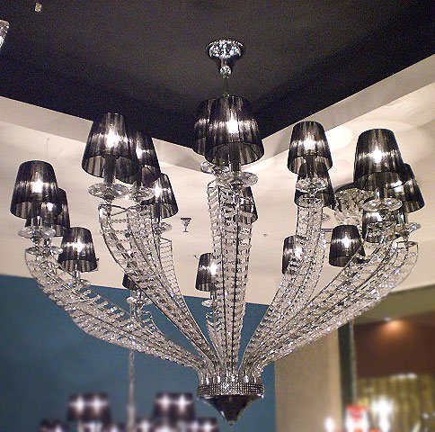 ブラックシェード・クリスタルモダンシャンデリア 18灯(W1300×H1100mm)