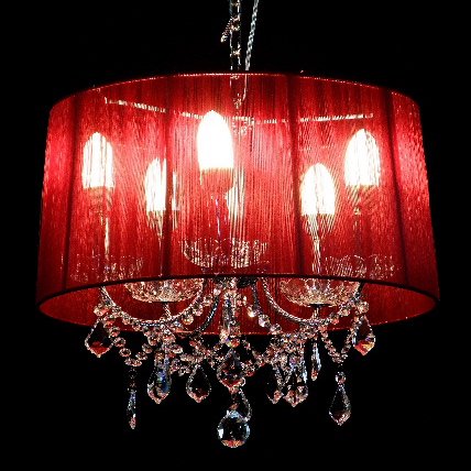 【5台から注文可能！】レッドシェードシャンデリア 5灯(W500×H430mm)