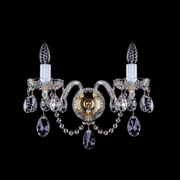 【ART GLASS】クリスタルブラケット「LAMIA」2灯(W380×H260mm)