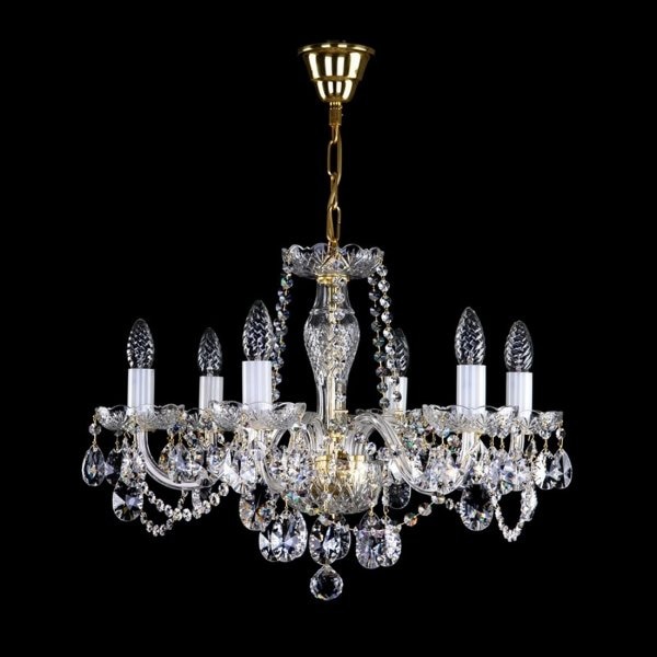 【ART GLASS】クリスタルシャンデリア 「ELSA」6灯(W580×H440mm)