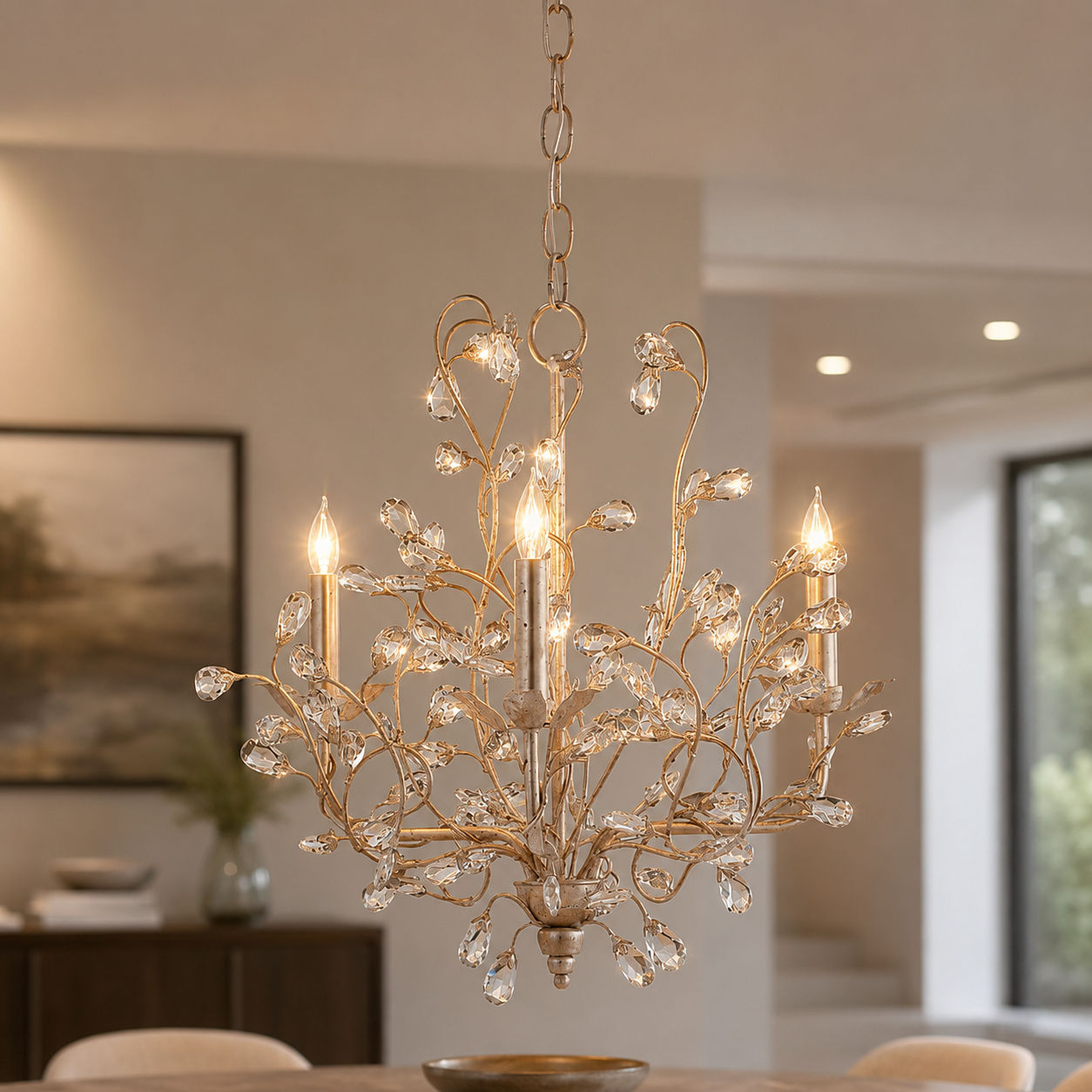 【1台在庫有！】【CURREY】アメリカ・デザイン照明「CRYSTAL BUD CHANDELIER」クリスタルシャンデリア3灯 (W460×H460mm)