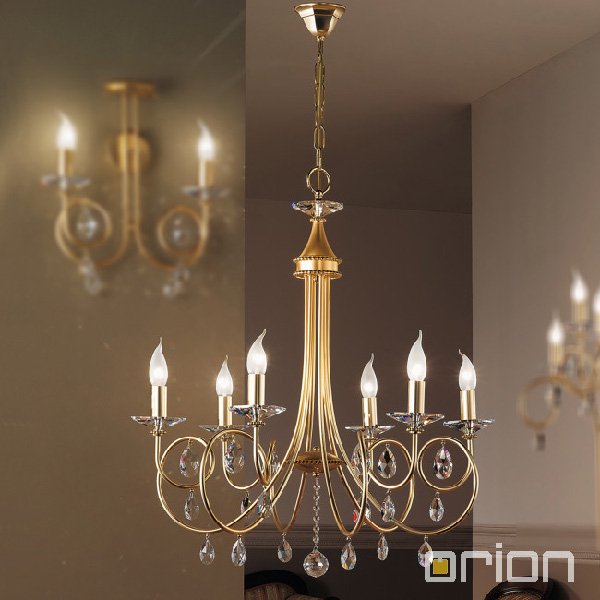 【ORION】クリスタルシャンデリア6灯 (φ740×H830mm)