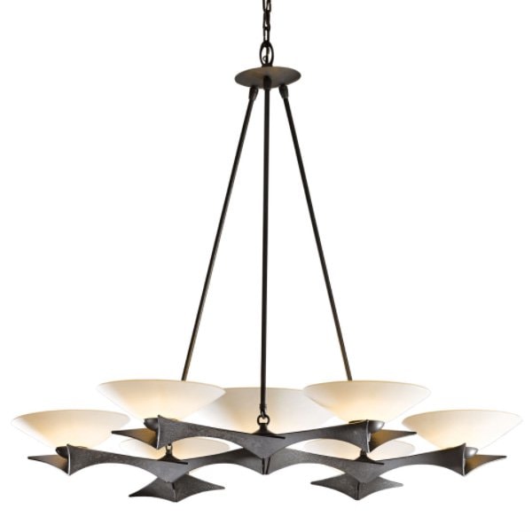 【Hubbardton Forge】アメリカ・ガラスシェードシャンデリア7灯「Moreau」(φ1030×H850mm)
