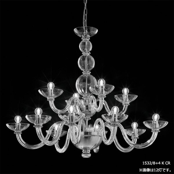 【sylcom】イタリア製 ヴェネチアンシャンデリア 12灯「Candiano」（カラー：7色）