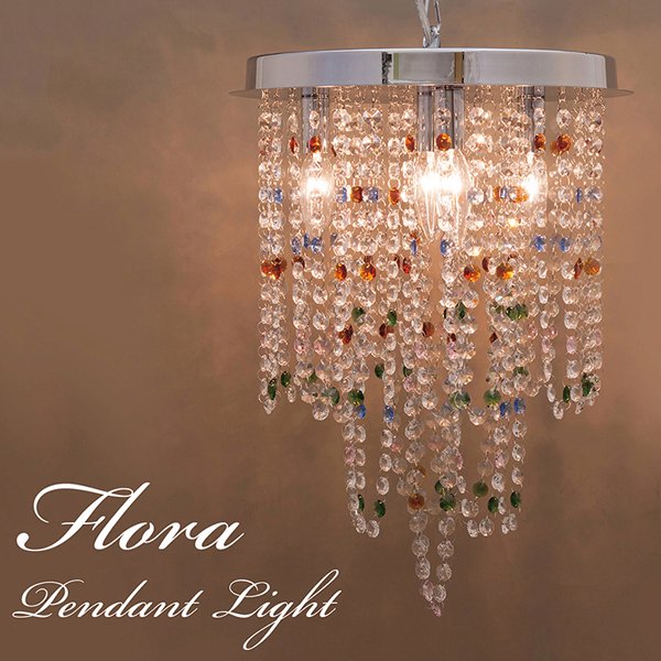 クリスタルシャンデリア 4灯「Flora-フローラ」・クローム（φ350mm）