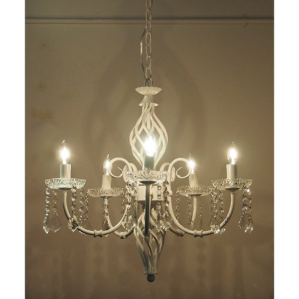 アンティーク調アイアンシャンデリア 5灯 ホワイト