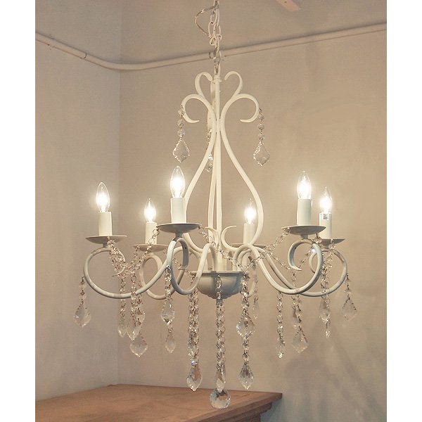 アンティーク調シャンデリア 6灯・アンティークホワイト