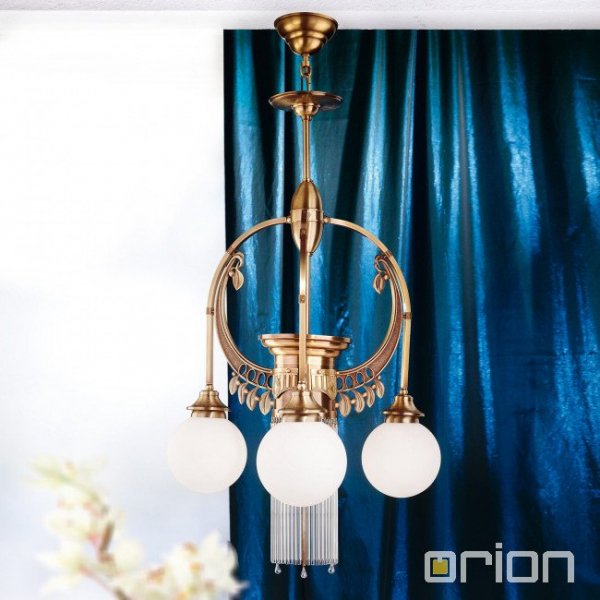 【ORION】ガラスボールシャンデリア アンティークゴールド 4灯(Φ500×H870mm)